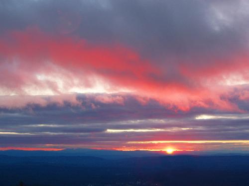 sunset in September as seen from the summit of Mount Cardigan in New Hampshire