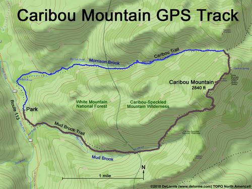GPS track to Caribou Mountain in Maine