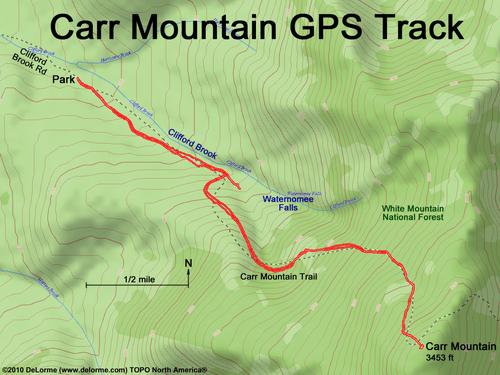 GPS track to Carr Mountain in New Hampshire
