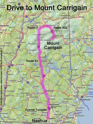 Mount Carrigain drive route