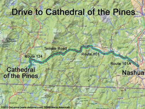 Cathedral of the Pines drive route
