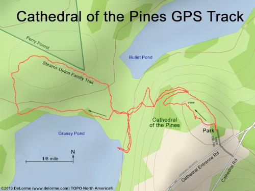 GPS track in February at Cathedral of the Pines near Rindge in southern New Hampshire
