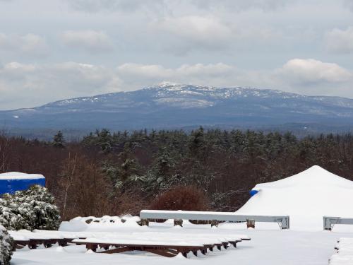view of Mount Monadnock in February from Cathedral of the Pines near Rindge in southern New Hampshire
