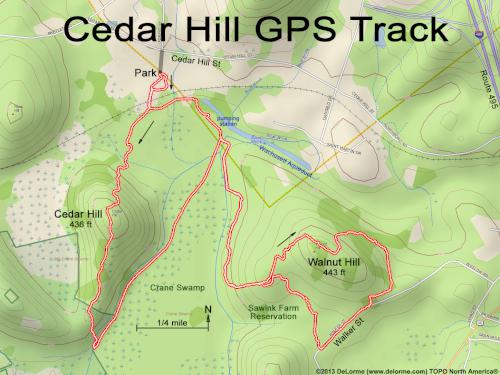 GPS track in November at Cedar Hill in eastern MA