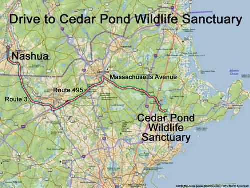 Cedar Pond Wildlife Sanctuary route
