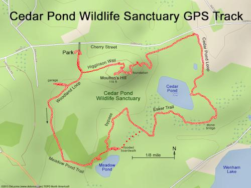 GPS track in March at Cedar Pond Wildlife Sanctuary in northeast MA