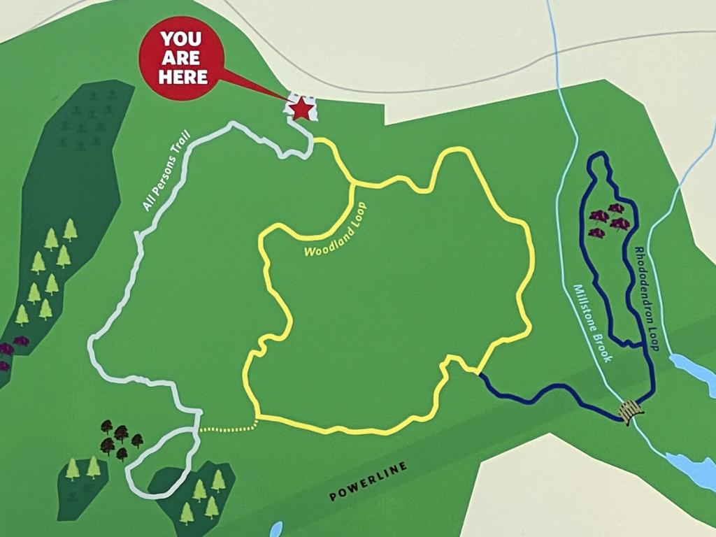 trail map of Manchester Cedar Swamp in southern NH