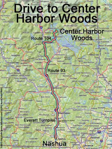 Center Harbor Woods drive route