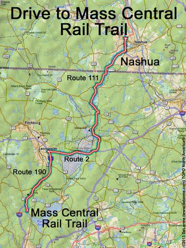 Mass Central Rail Trail drive route