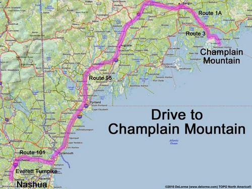 Champlain Mountain drive route