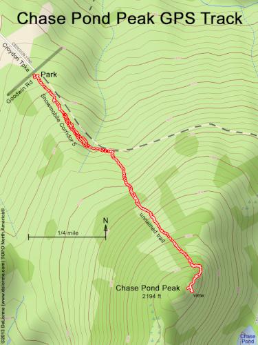 GPS track at Chase Pond Peak in southwest New Hampshire