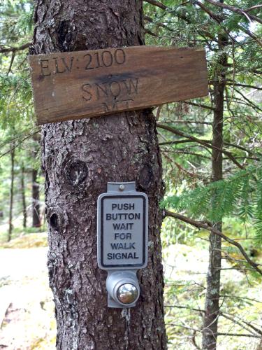 humorous sign at Chase Pond Peak in southwest New Hampshire