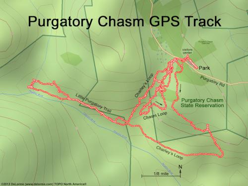 GPS track in June at Purgatory Chasm in southern Massachusetts
