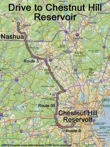 Chestnut Hill Reservoir drive route