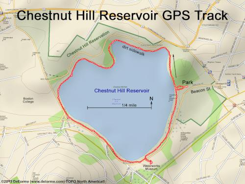 GPS track at Chestnut Hill Reservoir in Boston MA
