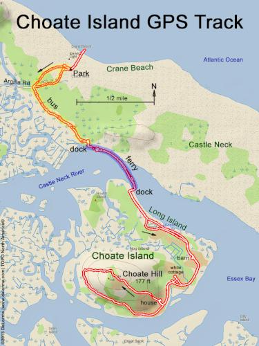 GPS track at Choate Island in northeast Massachusetts