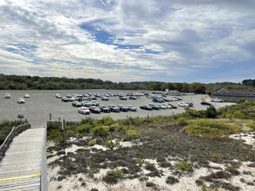 Crane Beach parking lot in October near Choate Island in northeast Massachusetts