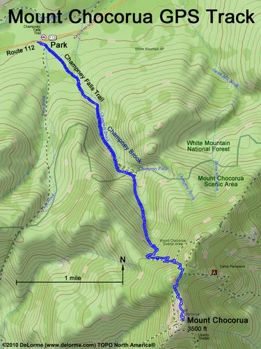 GPS track to Mount Chocorua in New Hampshire