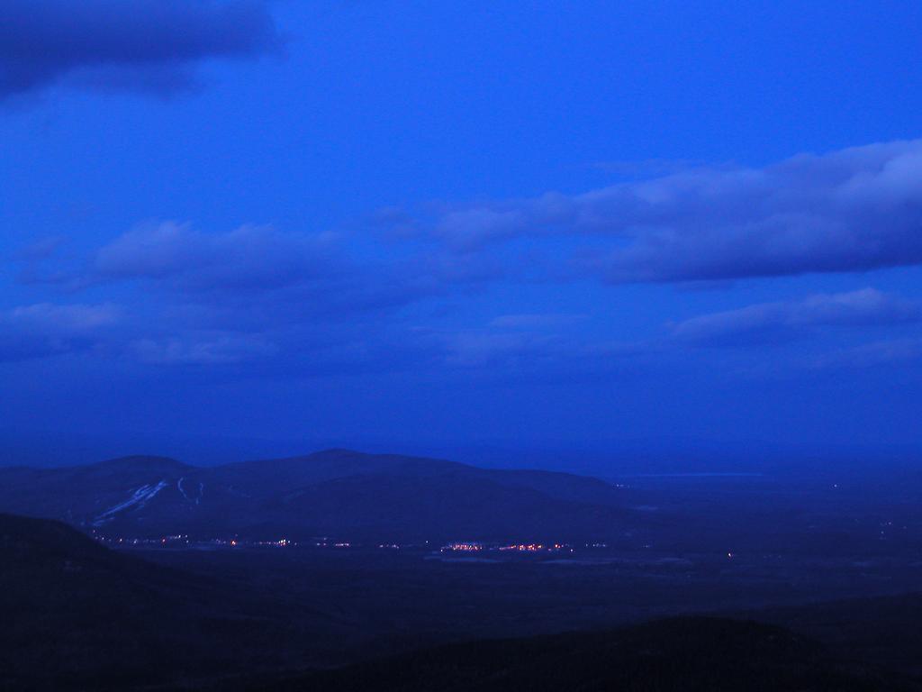 twilight view in April of North Conway from Mount Chocorua in New Hampshire