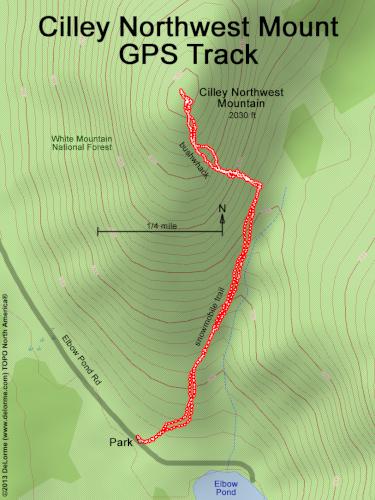 GPS track to Cilley Northwest Mount in New Hampshire