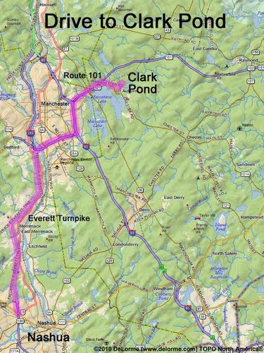 Clark Pond drive route