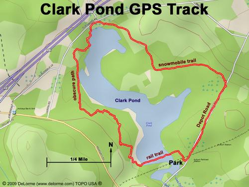 GPS track around Clark Pond in New Hampshire