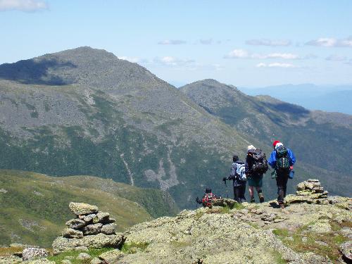 hikers headed toward the Northern Presidentials from Mount Clay in the White Mountains of New Hampshire