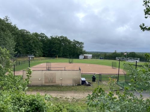 baseball field in June at Clyde Pond Trails near Windham in southern NH