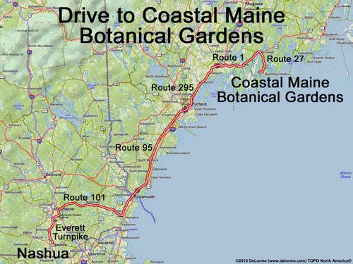 Coastal Maine Botanical Gardens drive route