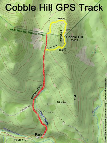 GPS track to Cobble Hill in northwestern New Hampshire