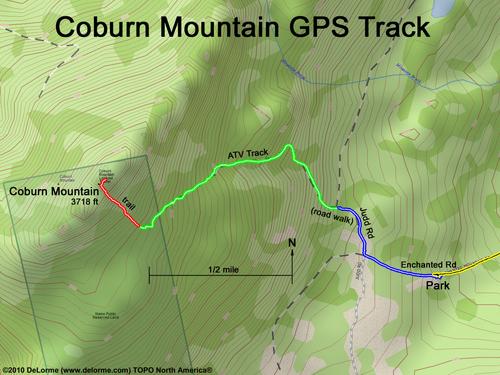 GPS track to Coburn Mountain in Maine
