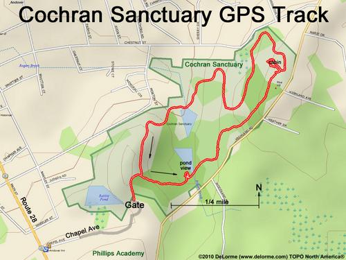 GPS track around Cochran Sanctuary in Andover Massachusetts