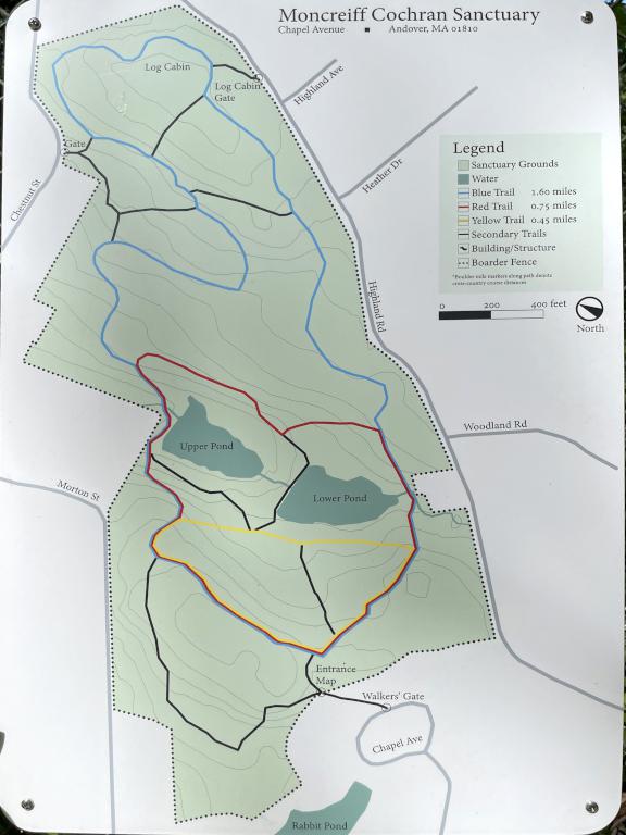 trail map of Cochran Sanctuary in northeastern Massachusetts