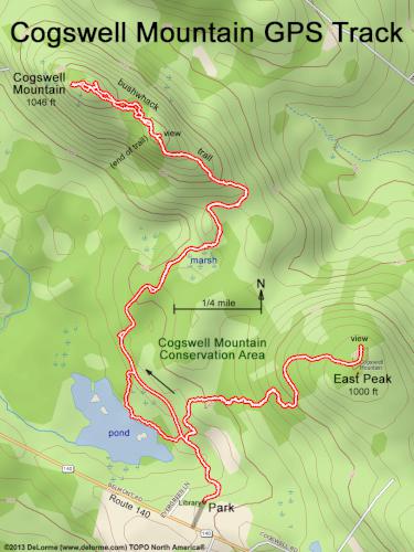 GPS track in September at Cogswell Mountain in New Hampshire