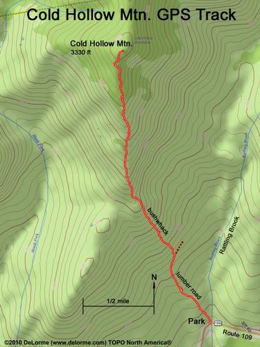 GPS track on Cold Hollow Mountain in Vermont