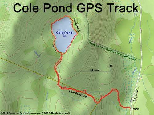 GPS track to Cole Pond in southwestern New Hampshire