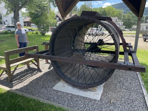 historic snow roller in June on display near Colebrook River Walk in northern New Hampshire