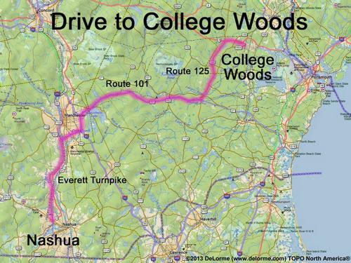College Woods drive route