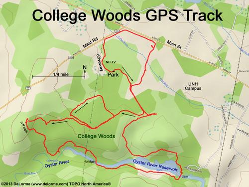 GPS track at College Woods in southeastern New Hampshire