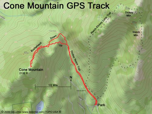 GPS Track to Cone Mountain