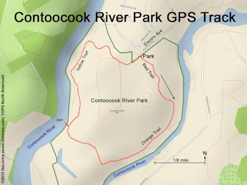 GPS track at Contoocook River Park near Concord in southern New Hampshire