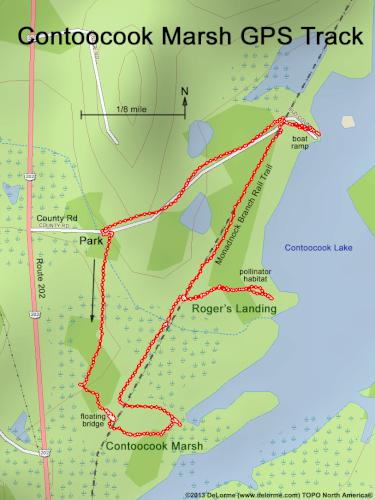 GPS track at Contoocook Marsh near Rindge in southern New Hampshire