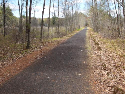 Monadnock Branch Rail Trail in May beside Contoocook Marsh near Rindge in southern New Hampshire
