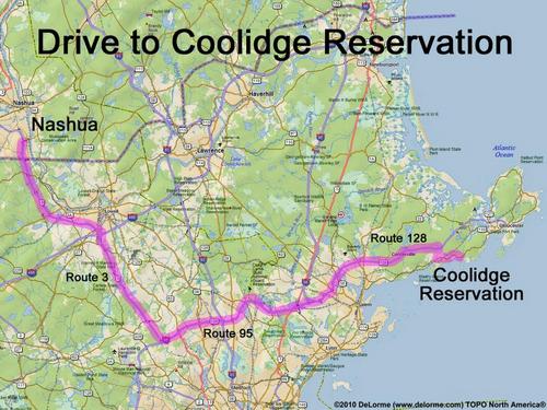 Coolidge Reservation drive route