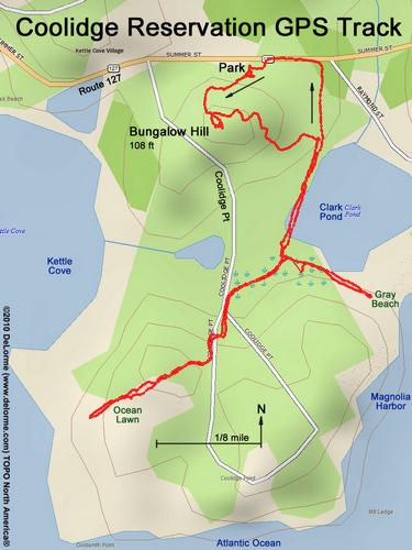 GPS track to Coolidge Reservation in northeastern Massachusetts