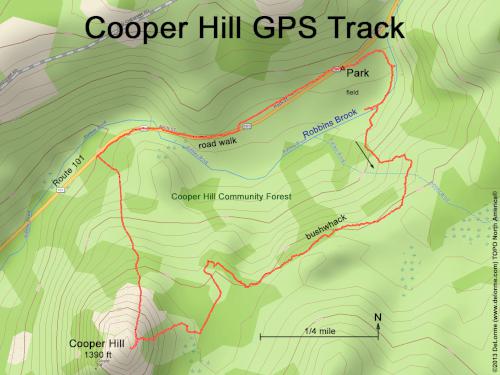 GPS track to Cooper Hill near Marlborough in southwestern New Hampshire
