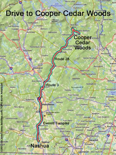Cooper Cedar Woods drive route