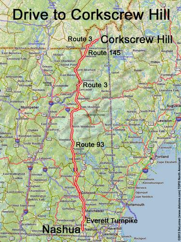 Corkscrew Hill drive route