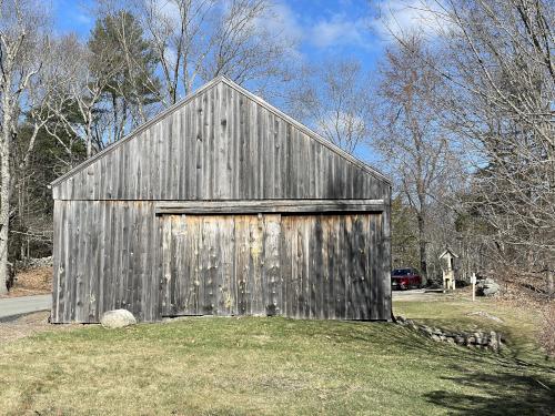 barn in April at Cormier Woods in eastern Massachusetts