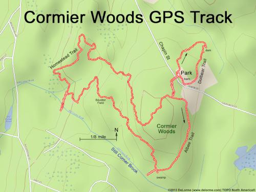GPS track in April at Cormier Woods in eastern Massachusetts